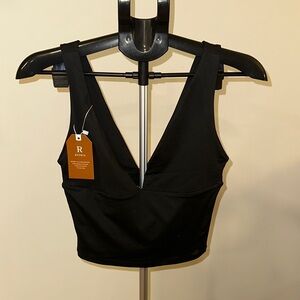 ReoRia Deep V Neck Sleeveless V Backless Tank Top Workout Yoga Crop Tops Size S